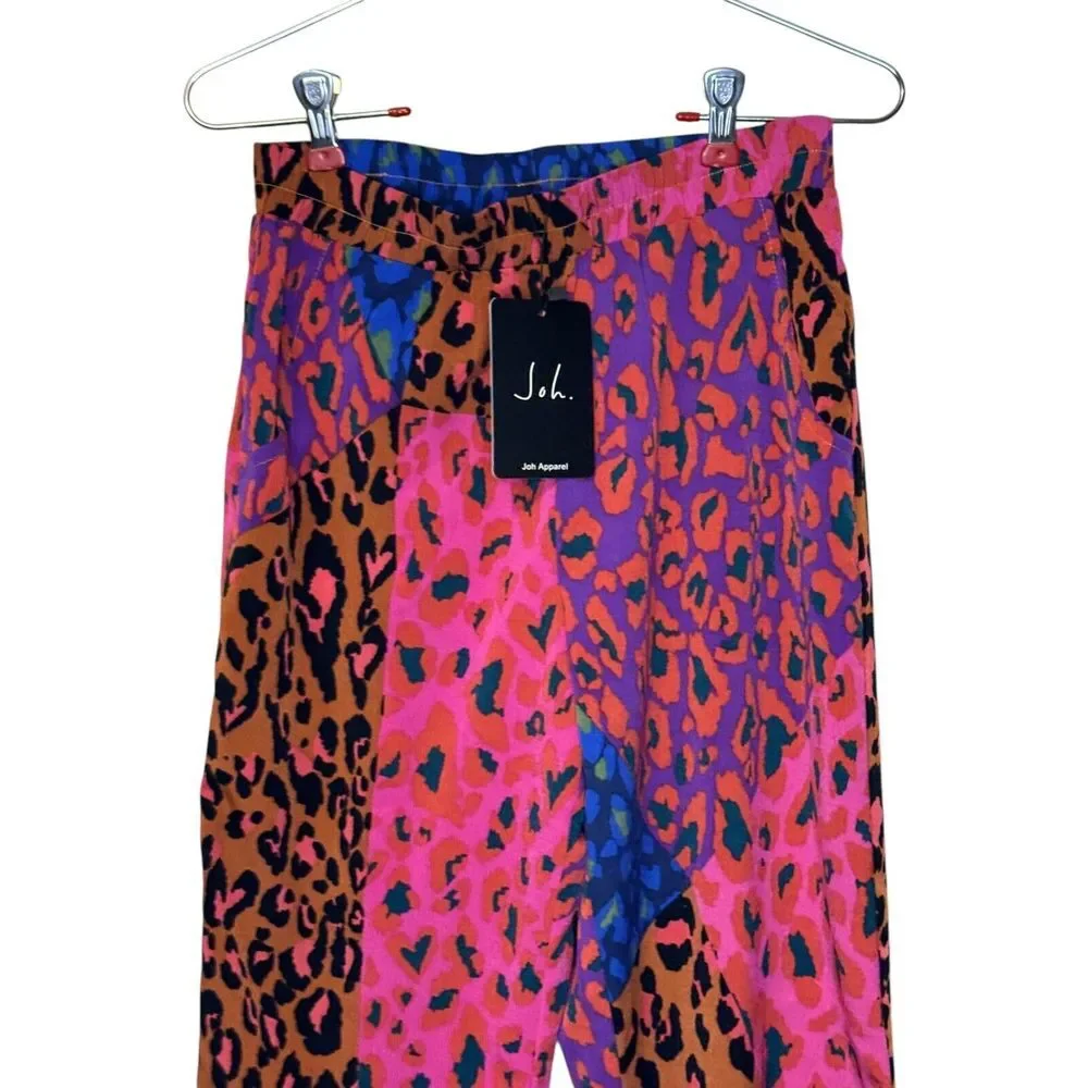 Joh Women's Pants Wess Animal‎ Print Charmeuse Relaxed Fit Colorful Sz. XS NWT